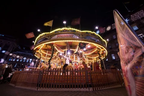 Glasgow lights - carousel Stock Footage 99991354