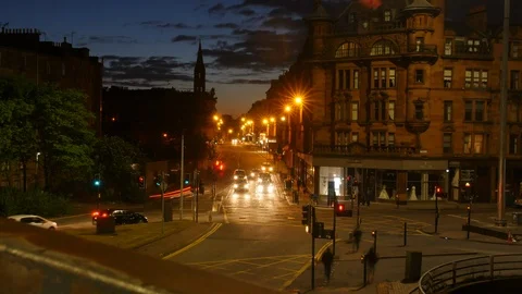 Glasgow Night - Charing X Stock Footage