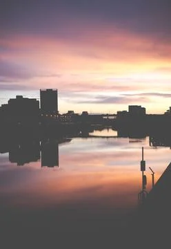 Glasgow River Clyde Sunset Stock-Fotos