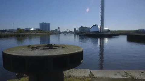 GLASGOW SCIENCE CENTRE FROM GOVAN GRAVING DOCKS Stock Footage 125266035