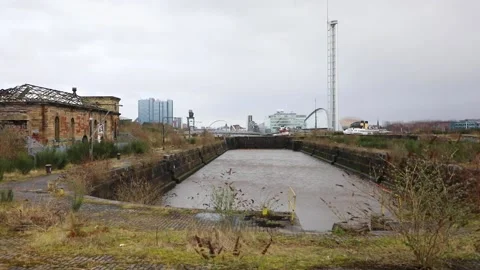 Glasgow Science Centre from Graving docks, Govan Stock Footage 170778728
