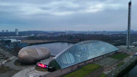 Glasgow Science Centre on the River Clyde. Slow motion version Stock Footage 303505073