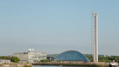 Glasgow Science Centre &amp; Tower and BBC Scotland Stock Footage 139833651