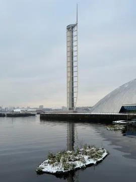 Glasgow science centre tower during the winter Stock Photos