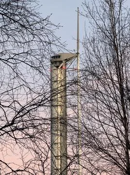 Glasgow science centre tower viewed through trees Stock Photos