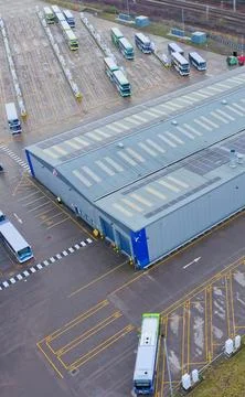 Glasgow, UK, March 2nd 2024, Electric recharging compound for bus and coach Stock Photos