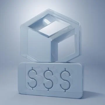Glass 3D printer services icon isolated on grey background. 3d printing. Mi.. Ilustração Stock
