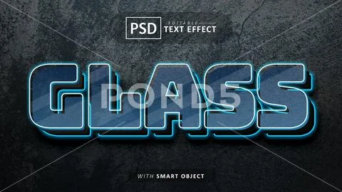 Glass 3d text effect editable Modello PSD