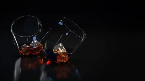 Glass with alcoholic drink. 3D Rendering Stock Illustration