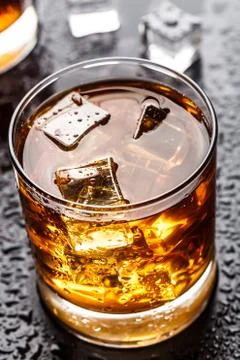 Glass with alcoholic drink Stock Photos