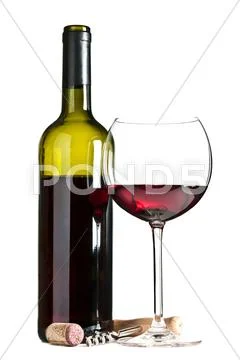 Glass and bottle of wine Stock Photos