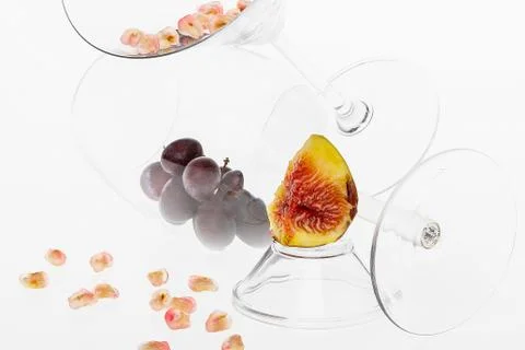 Glass and fruit composition Stock Photos
