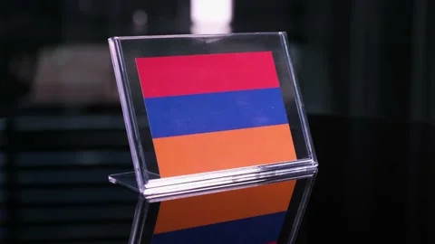 Glass Armenia Flag Rotating On Table 動画素材 208474246