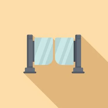 Glass automatic gate icon flat vector. House door Stock Illustration