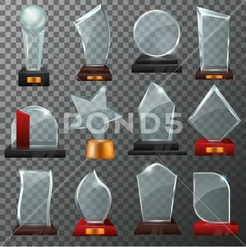 Glass award vector crystal trophy or award-winning prize for achievement Stock Illustration