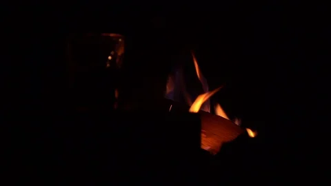 Glass on the background of fire Stock Footage 91184091