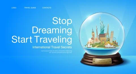 The glass ball with landmarks. Stock Illustration