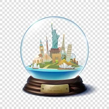 The glass ball with landmarks. Stock Illustration
