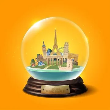 The glass ball with landmarks. Stock Illustration