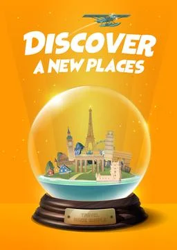 The glass ball with landmarks. Stock Illustration