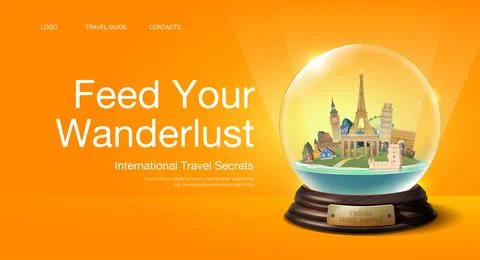 The glass ball with landmarks. Stock Illustration