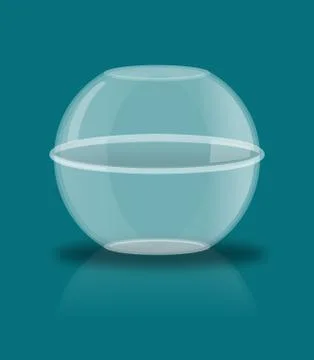 Glass ball with reflection. Empty transparent sphere Stockillustratie