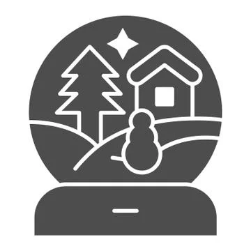 Glass ball with winter landscape solid icon, Christmas concept, snow globe with Stockillustratie