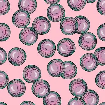 Glass balls seamless pattern. Decorative shapes background. Stock Illustration