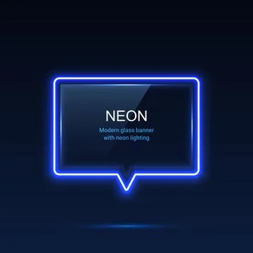 Glass banner with neon lights. Vector illustration Illustrazione stock