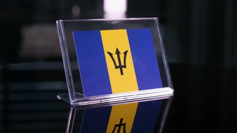 Glass Barbados Flag Rotating On Table Stock-Footage 208475247