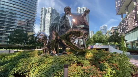 Glass Bear in The City Stock Footage 162527037