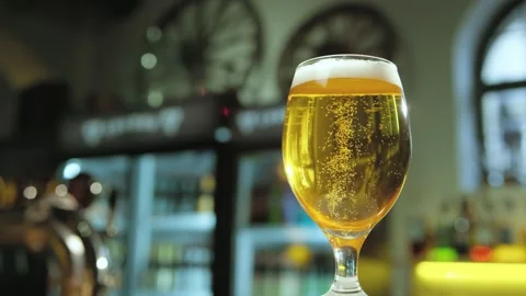 A glass of beer in a bar Stock Footage 153149005