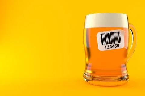 Glass of beer with barcode sticker Stock Illustration