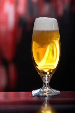 Glass of beer on the dark background Stock Photos