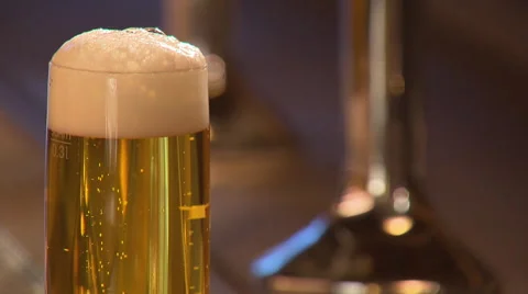 Glass of beer is filled up Stock Footage 57231854