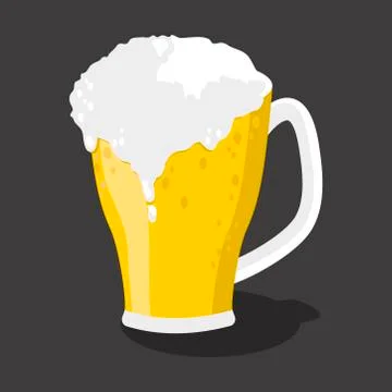 Glass of beer flat design, isolated on gray background. Stock Illustration