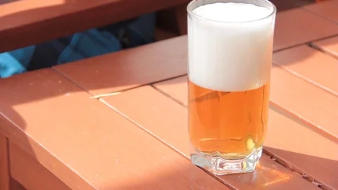 Glass of beer hand Video stock 84049935