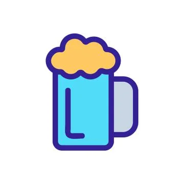 Glass with beer icon vector. Isolated contour symbol illustration 库存插图