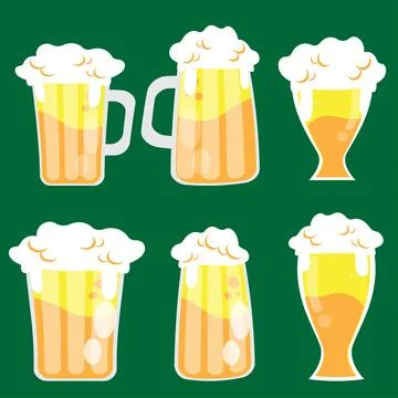 The glass beer image bundle set for party or holiday concept Stock Illustration