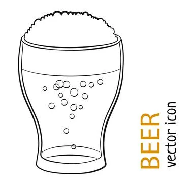 Glass of beer outline vector icon issolated on white background, alcohol drink イラスト素材