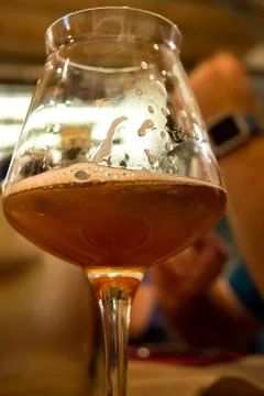 A glass of beer in the pub 库存照片