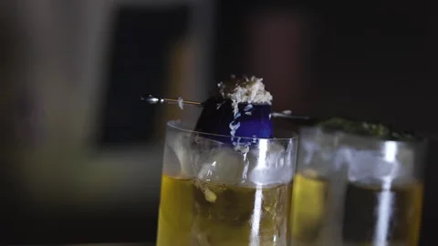 A glass of beer on a table Video stock 155451987