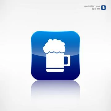 Glass of beer web icon. Application button. 스톡 일러스트