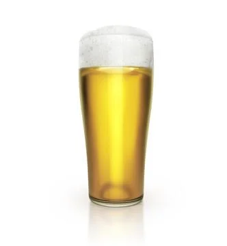 Glass with beer on white background.3d render Stock Illustration