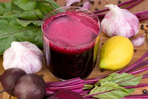 Glass of beetroot juice Stock Photos