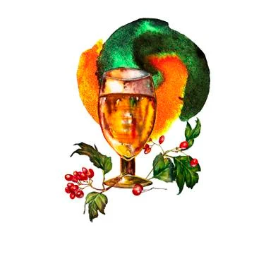 Glass of of berry liqueur Stock Illustration