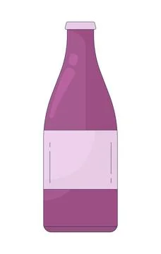 Glass beverage bottle with blank label 2D cartoon clip art Stock Illustration