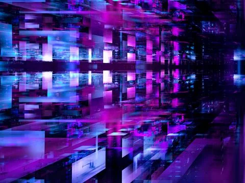 Glass block wall - abstract tech 3d illustration Stock Illustration