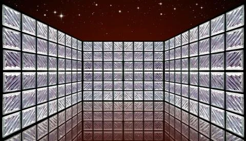 Glass block wall room Stock Illustration