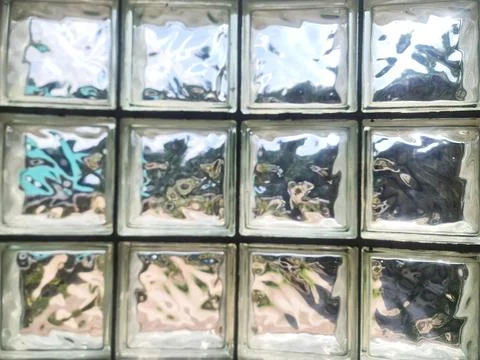 Glass Block Window Texture With Distorted Reflections Foto stock